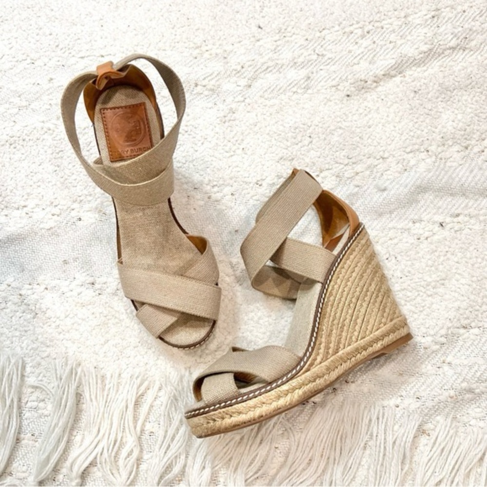 Tory Burch Cream Espadrille Wedges